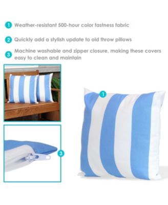 Indoor/Outdoor Weather-Resistant Polyester Square Decorative Pillow Cover Only with Zipper Closures