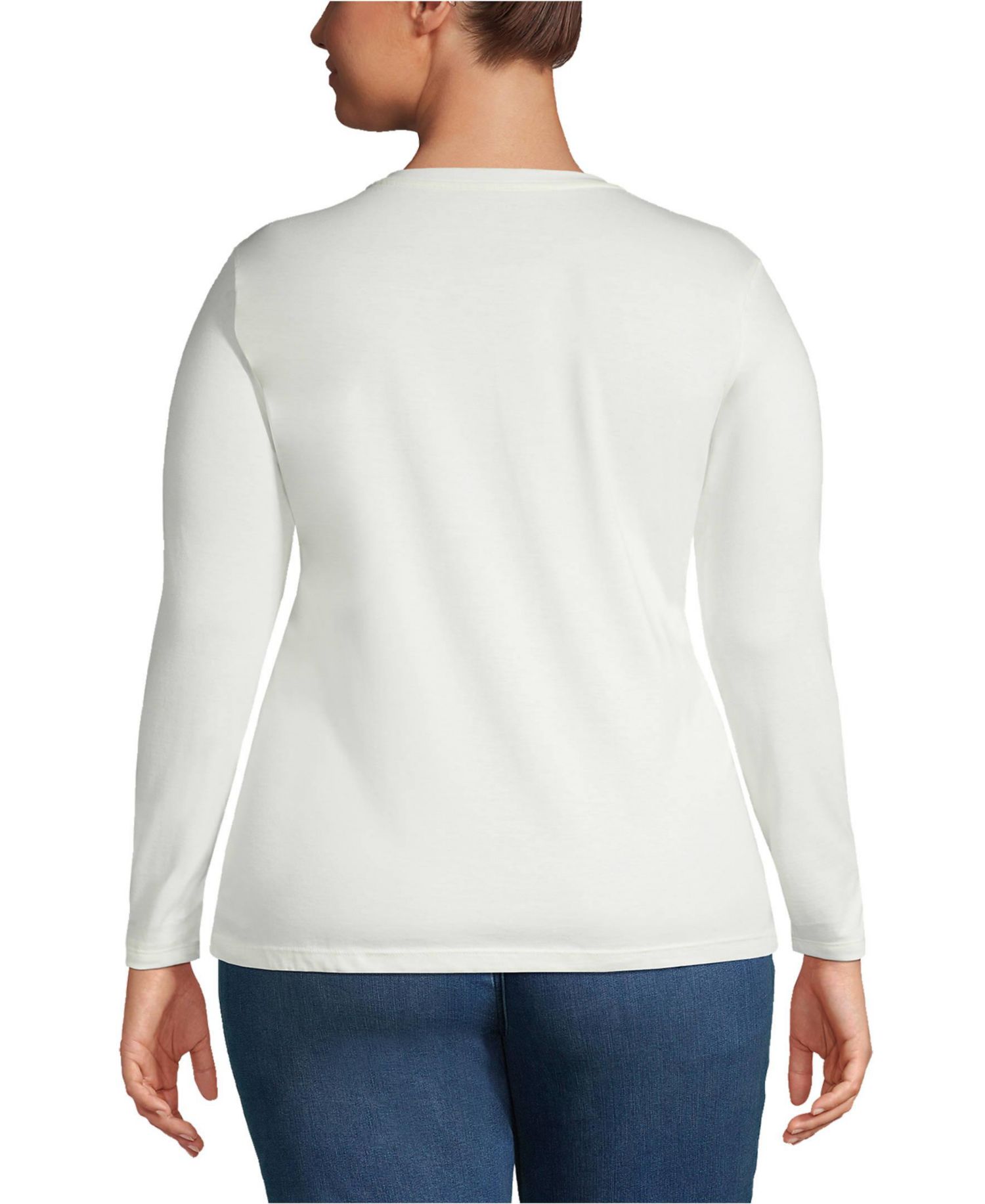 Plus Size Supima Cotton Long Sleeve Crewneck T-Shirt