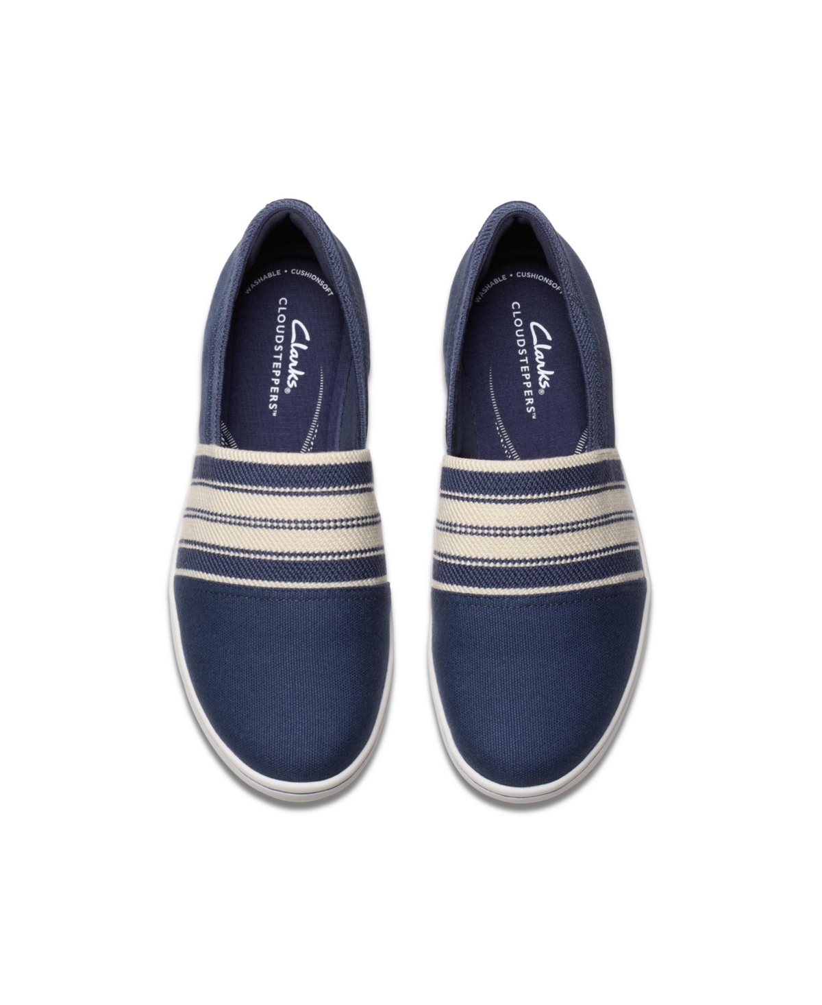 Clarks Cloudsteppers Women's Breeze Sky Mist Slip-on Shoes In Navy Textile