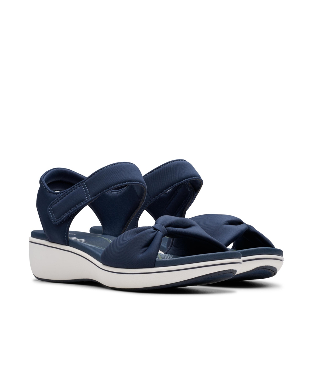 Clarks Cloudsteppers Women's Breeze Rae Sara Riptape Flat Sandals In Navy Textile