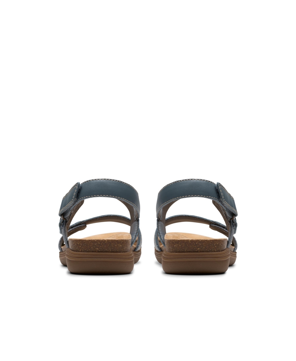 Clarks Collection Women's April Clover Riptape Flat Sandals In Blue Gray Combi Leather