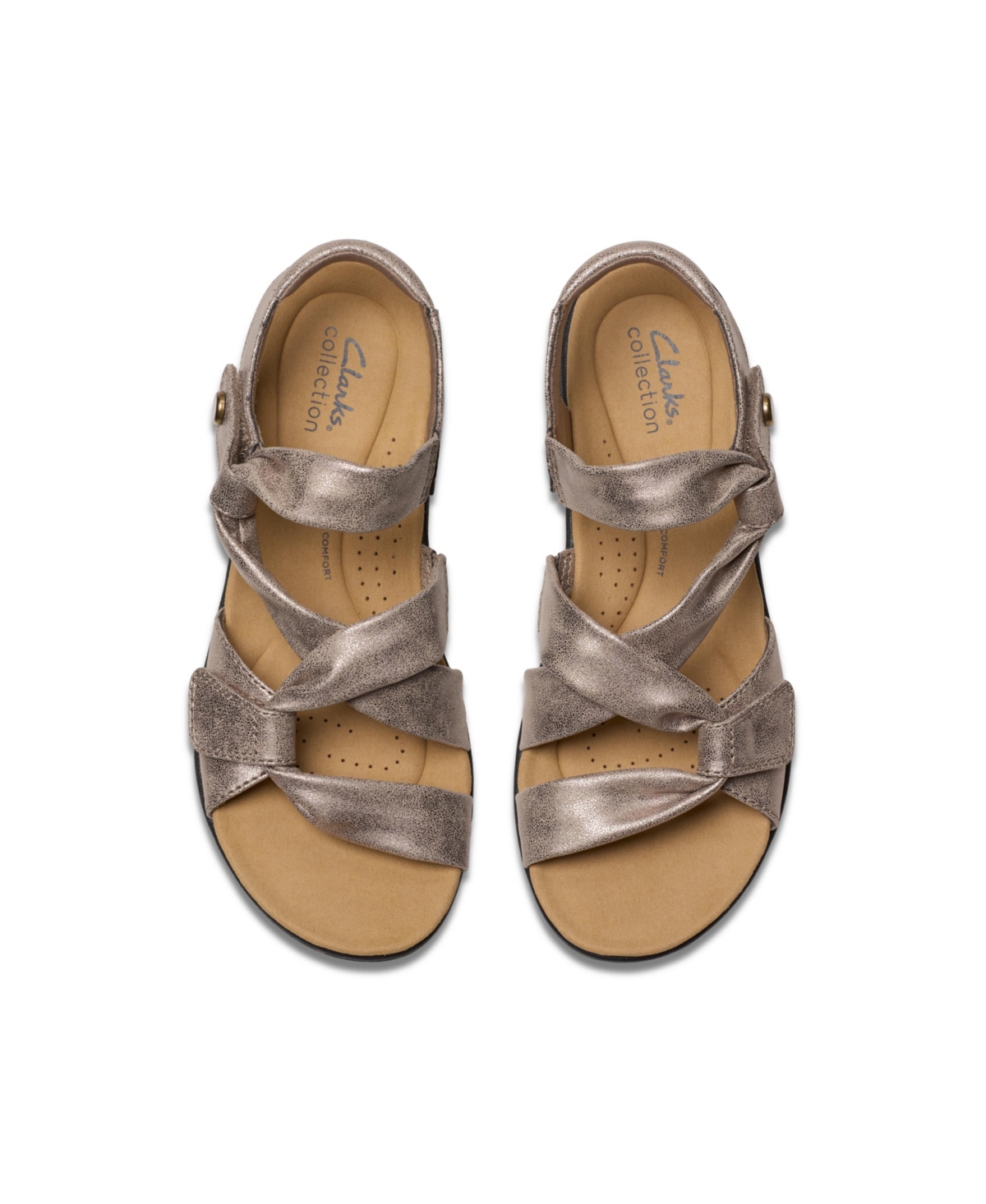 Clarks Collection Women's Laurieann Bell Round Toe Flat Sandals In Taupe Metallic