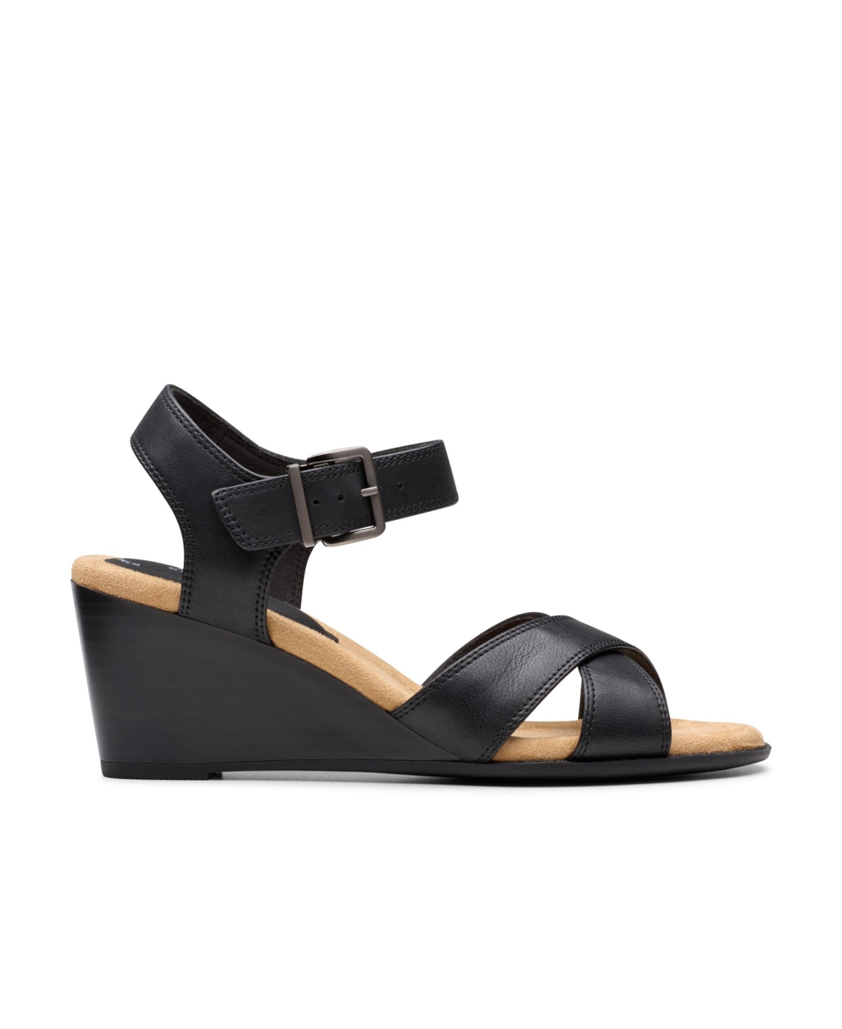 Clarks Collection Women's Emmalae Iris Wedge Sandals In Black Leather