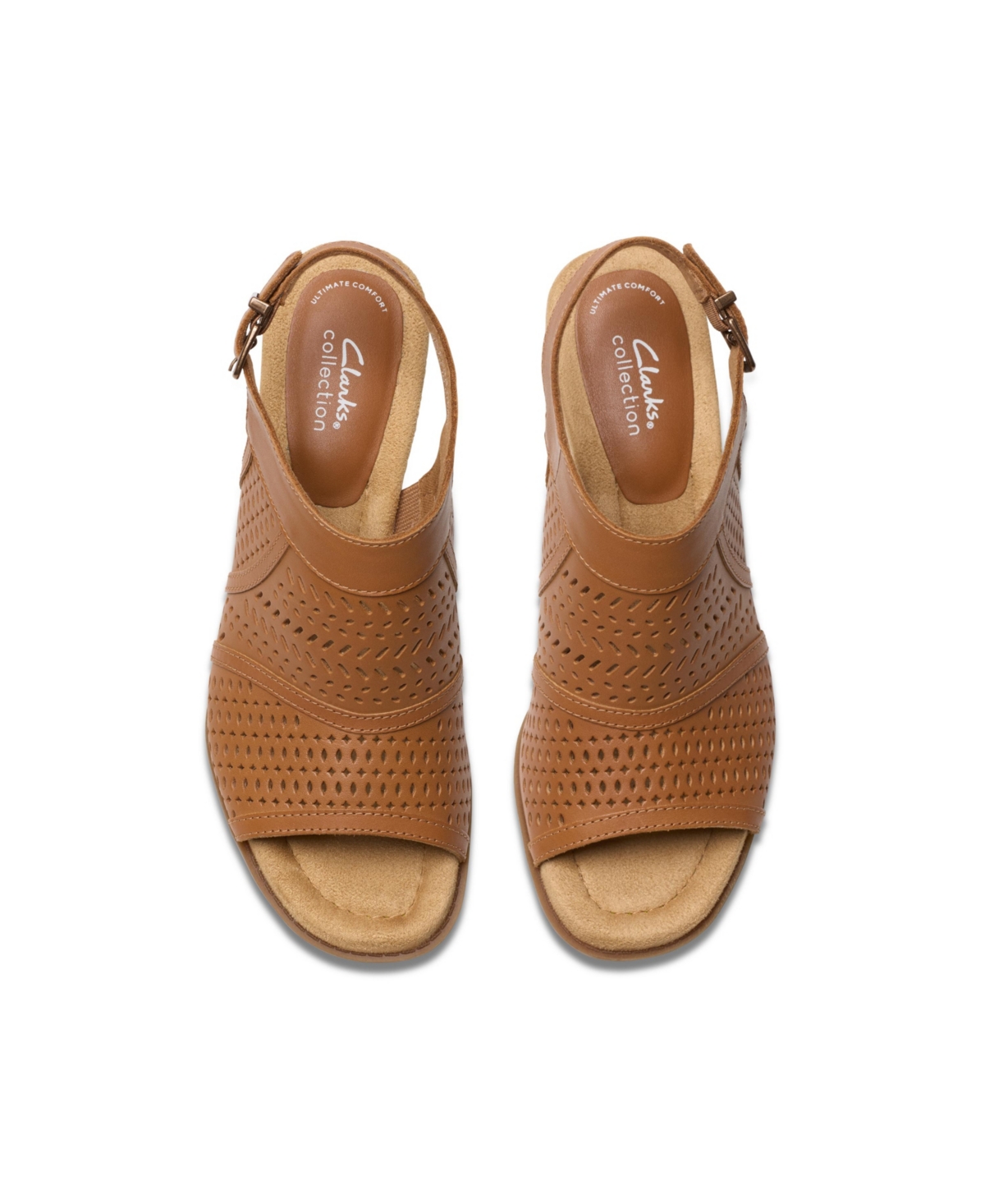 Clarks Collection Women's Emmalae Hope Wedge Sandals In Cinnamon Leather