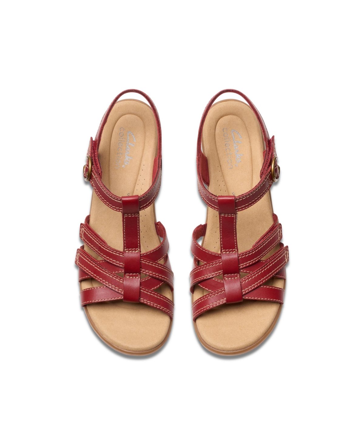 Shop Clarks Collection Women's Emily2 Rose Block Heel Sandals In Red Leather
