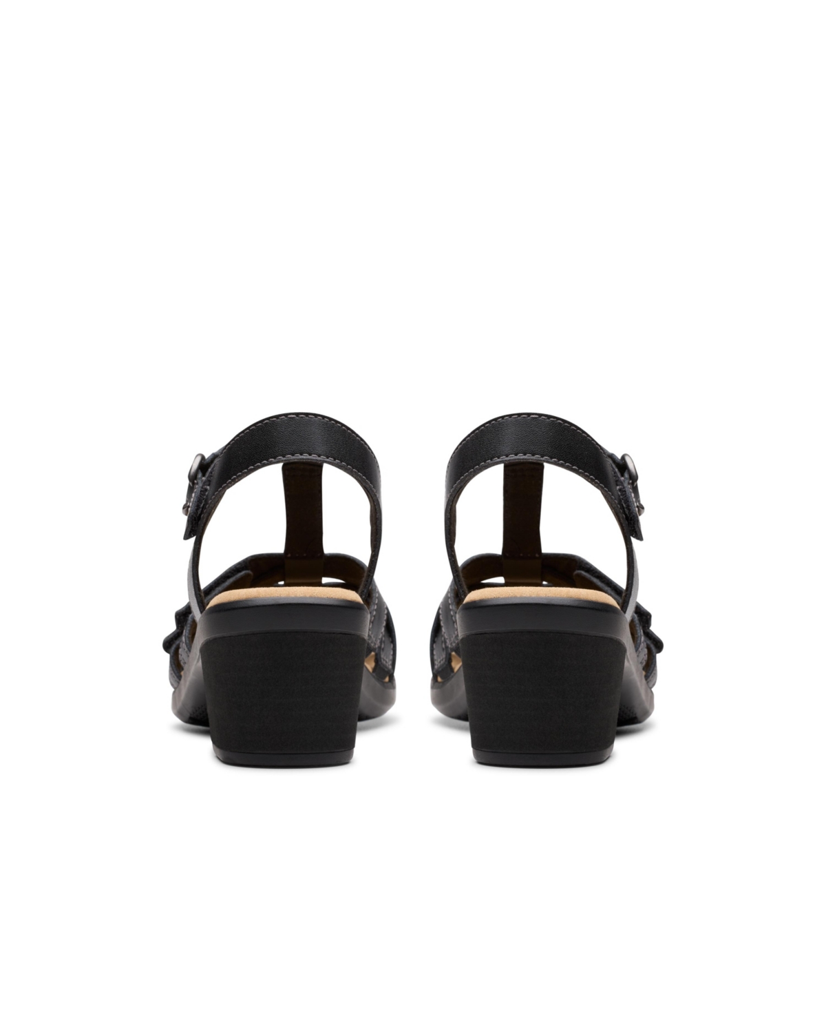 Shop Clarks Collection Women's Emily2 Rose Block Heel Sandals In Black Leather