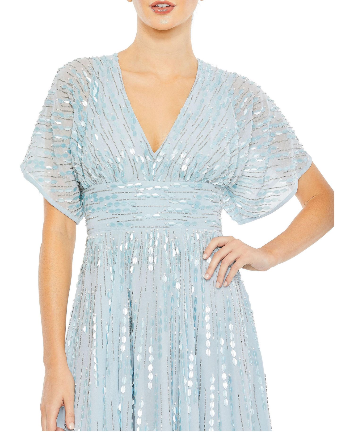 Women's Embellished V Neck Evening Gown