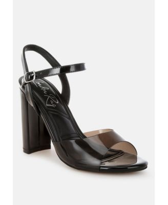 Womens Kessel Tinted Clear Strap Block Heels