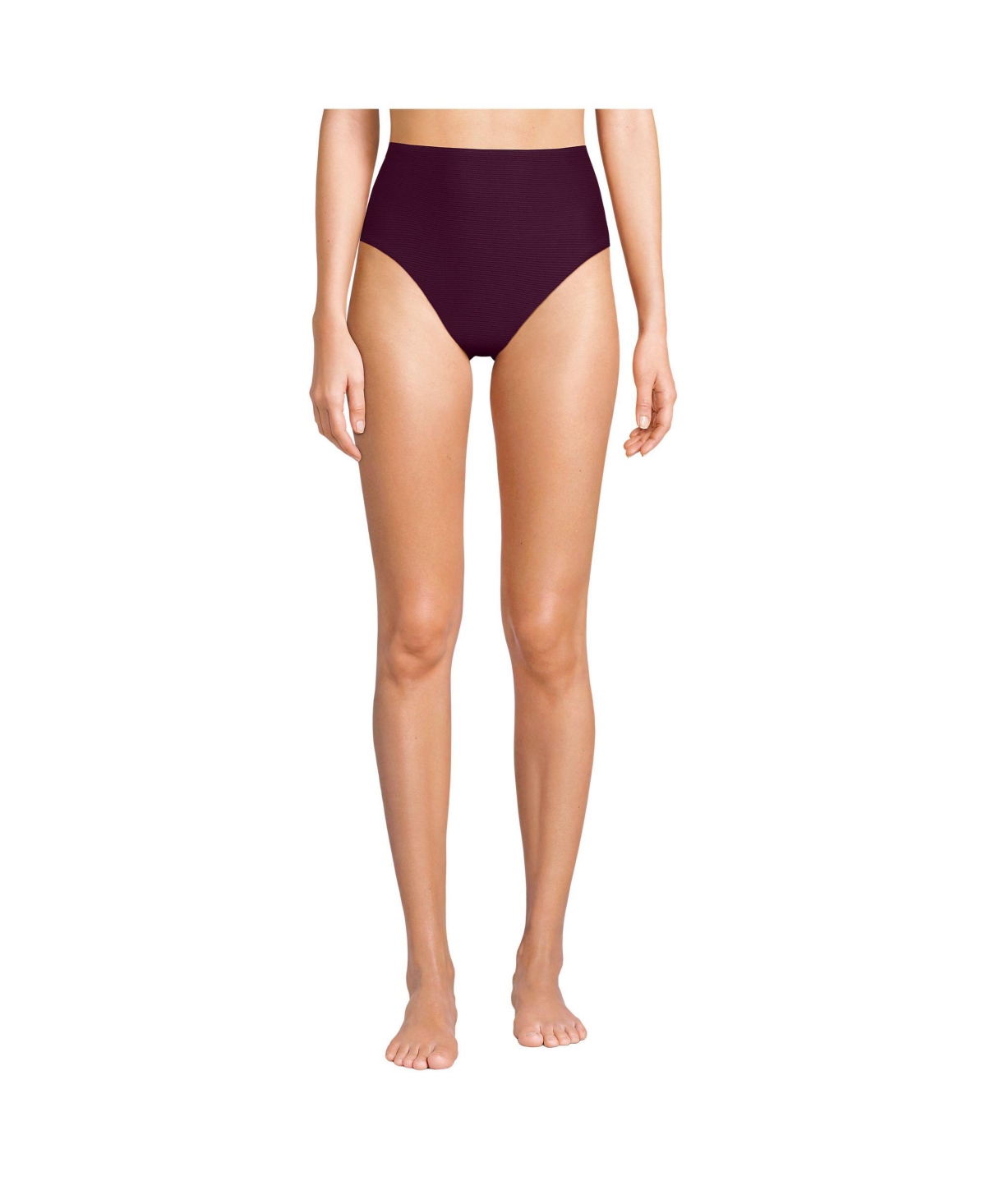 Women's Chlorine Resistant Ottoman Rib High Waisted Bikini Bottoms - White ottoman