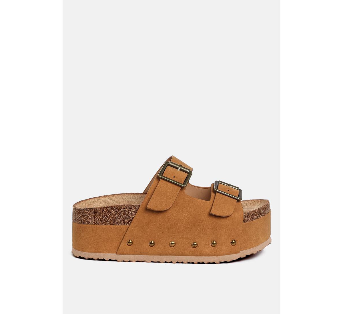 Impala Studded Faux Leather Slip Ons - Tan