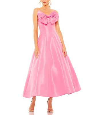 【Mac Duggal】Tea Length Statement Bow Dress 関税送料込 Mac Duggal Women's Strapless Bow Tea Length Dress - Macy's