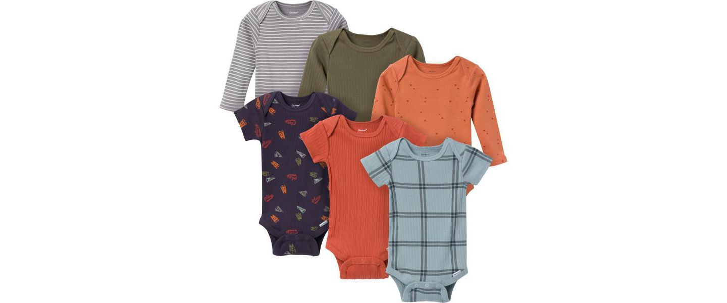Боди Onesies, 6 шт. — Gerber, цвет: Синий клетчатый — фото 1