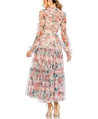 Women's Long Sleeve High Neck Long Balloon Sleeve Midi Dress