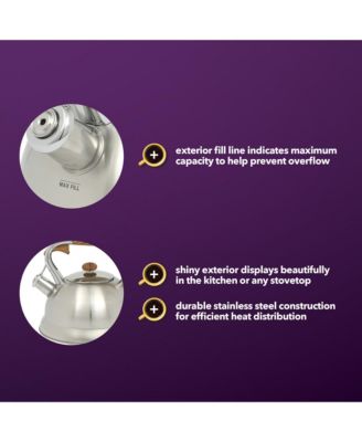 Woodmont 2-Quart Stainless Steel Tea Kettle w/ Wood Handle