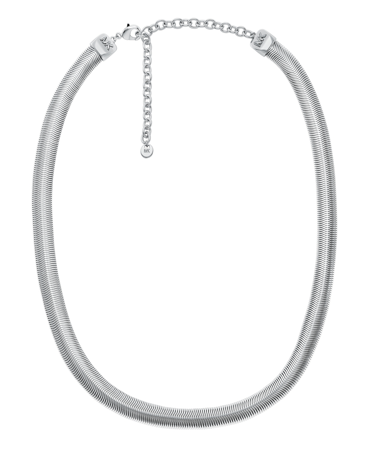 Michael Kors Chevron Snake Chain Necklace In Silver