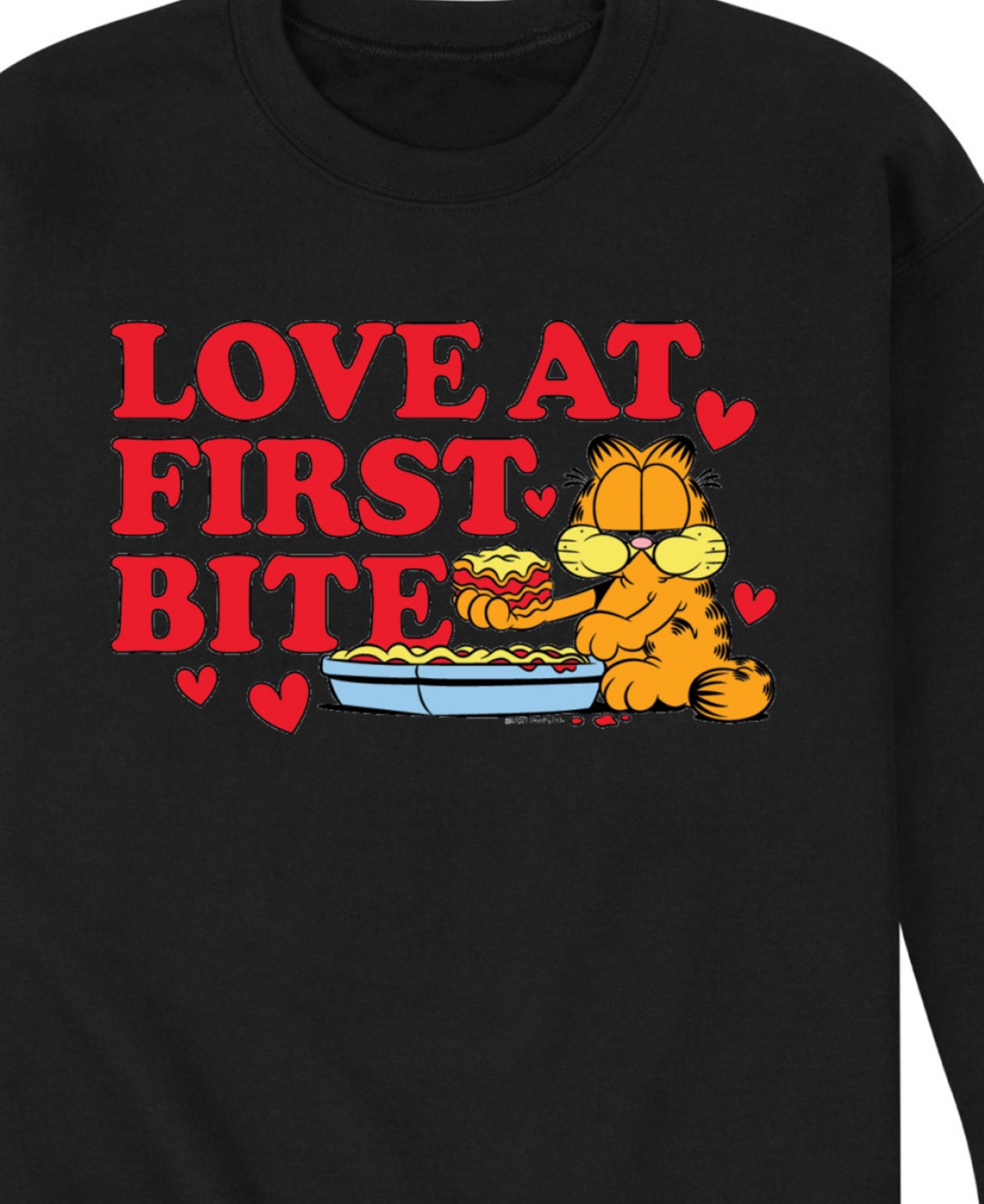 Airwaves Men's Garfield Love At First Bite Fleece Sweatshirt In Black
