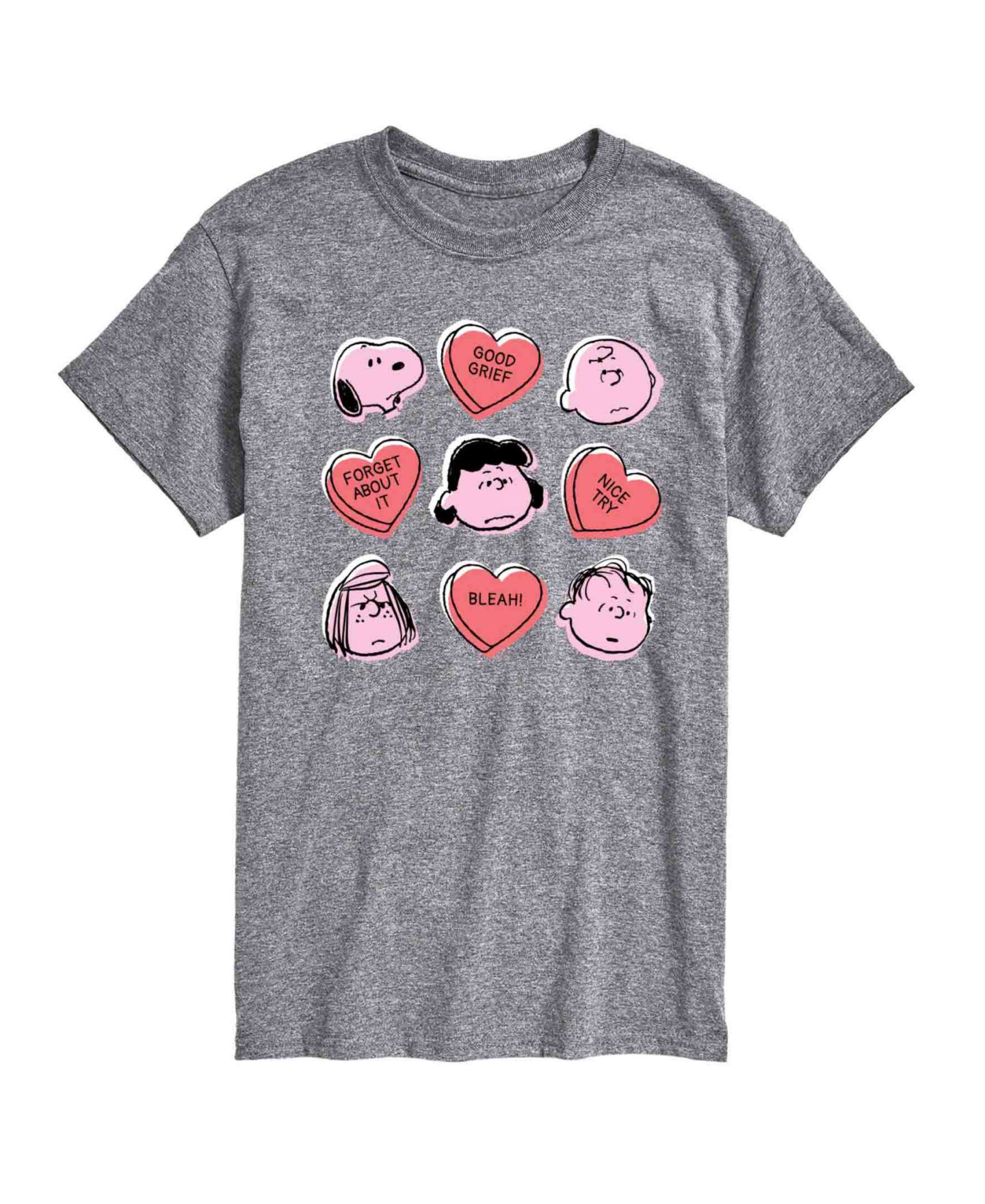 Мужская футболка AIRWAVES Peanuts Candy Hearts Short Sleeve, цвет: Серый — фото 1