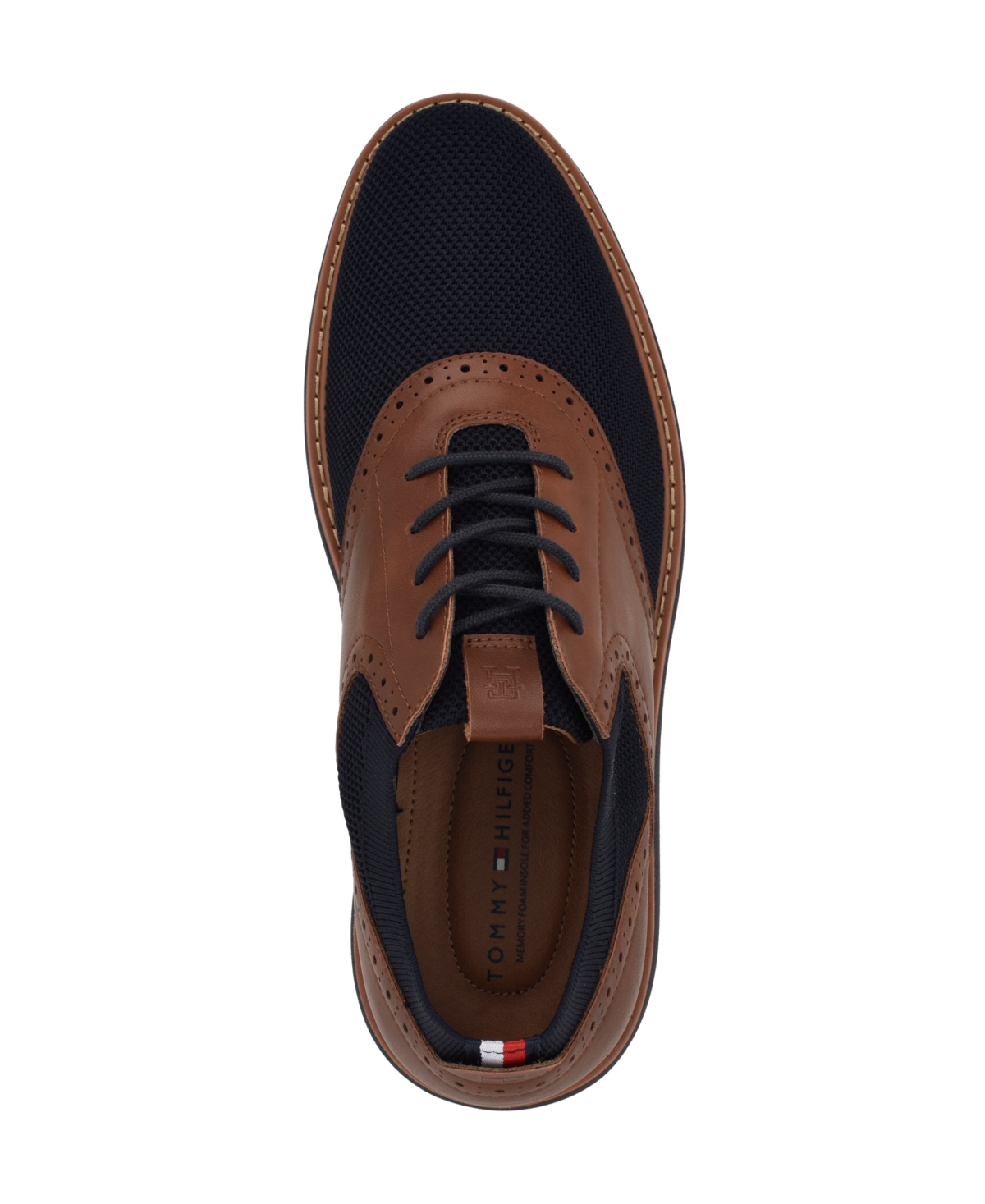 Tommy Hilfiger Men's Varan Brogue Detail Hybrid Oxfords Shoe In Navy,cognac Multi