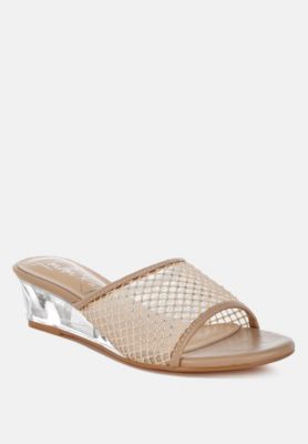 Womens Tempra Mesh Clear Heel Wedge Sandals