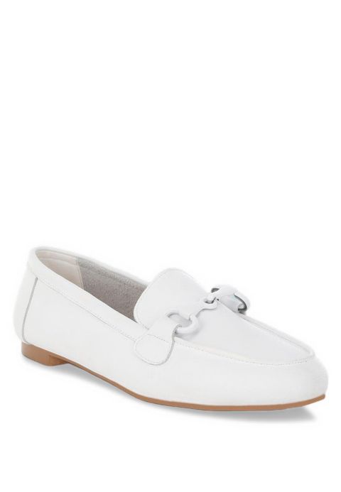 Женские туфли Rag & Co Taranis Monochromatic Horsebit Real Leather, цвет: Белый кожаный