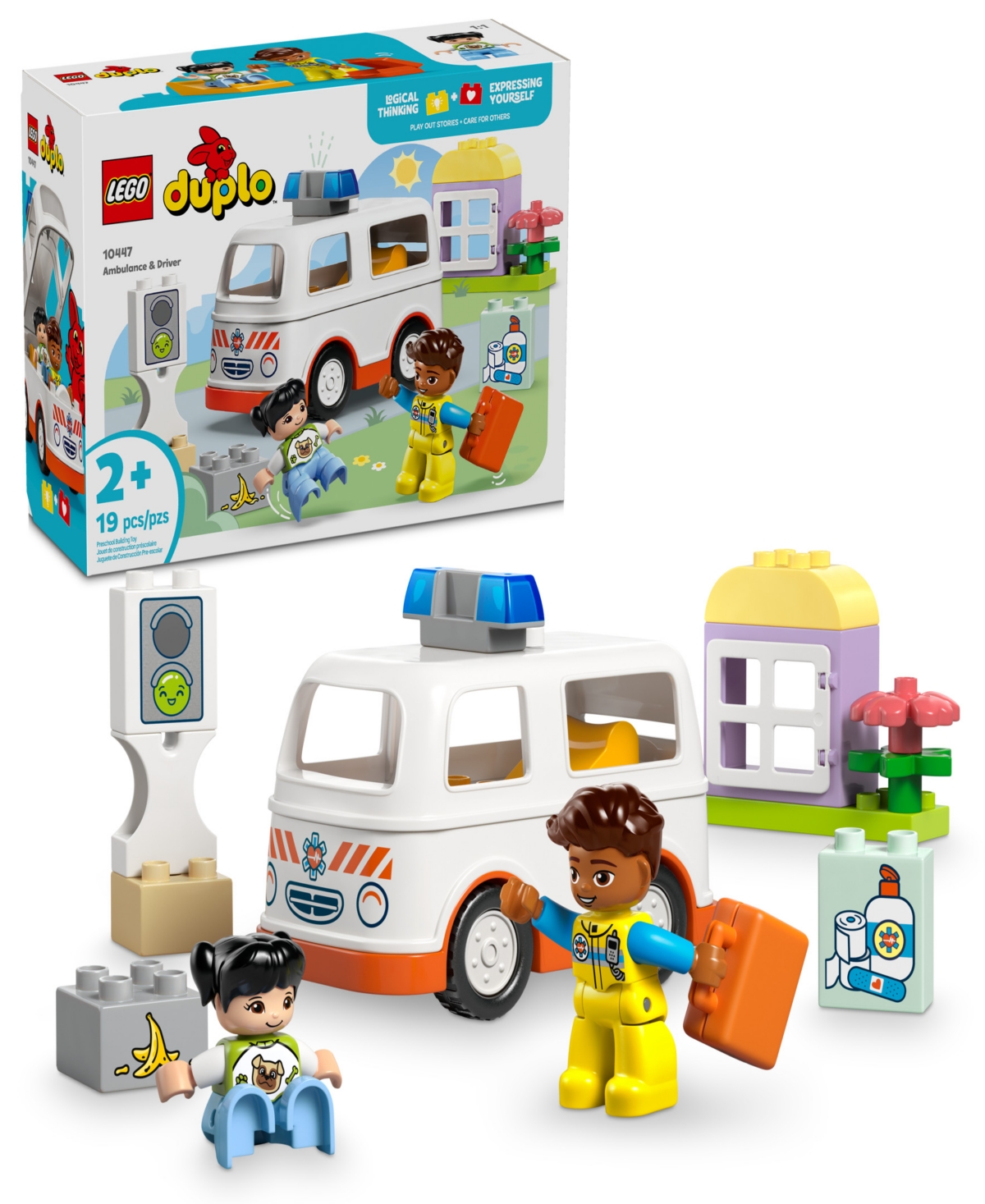 LEGO DUPLO TOWN AMBULANCE DRIVER BUILDING TOY 10447, 19 PIECES 