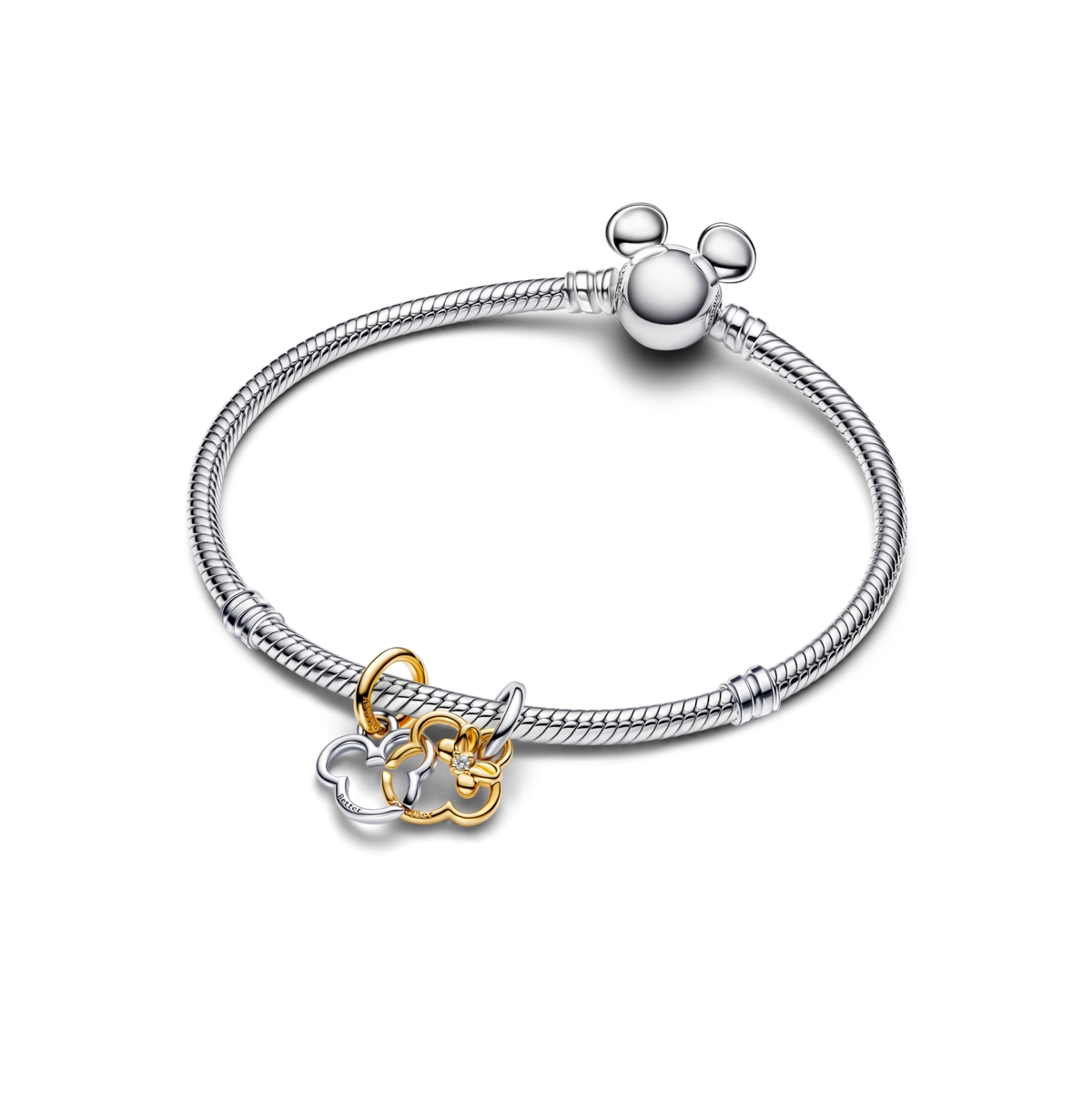 Pandora Disney Mickey And Minnie Mouse Dangle Charms In Two Tone