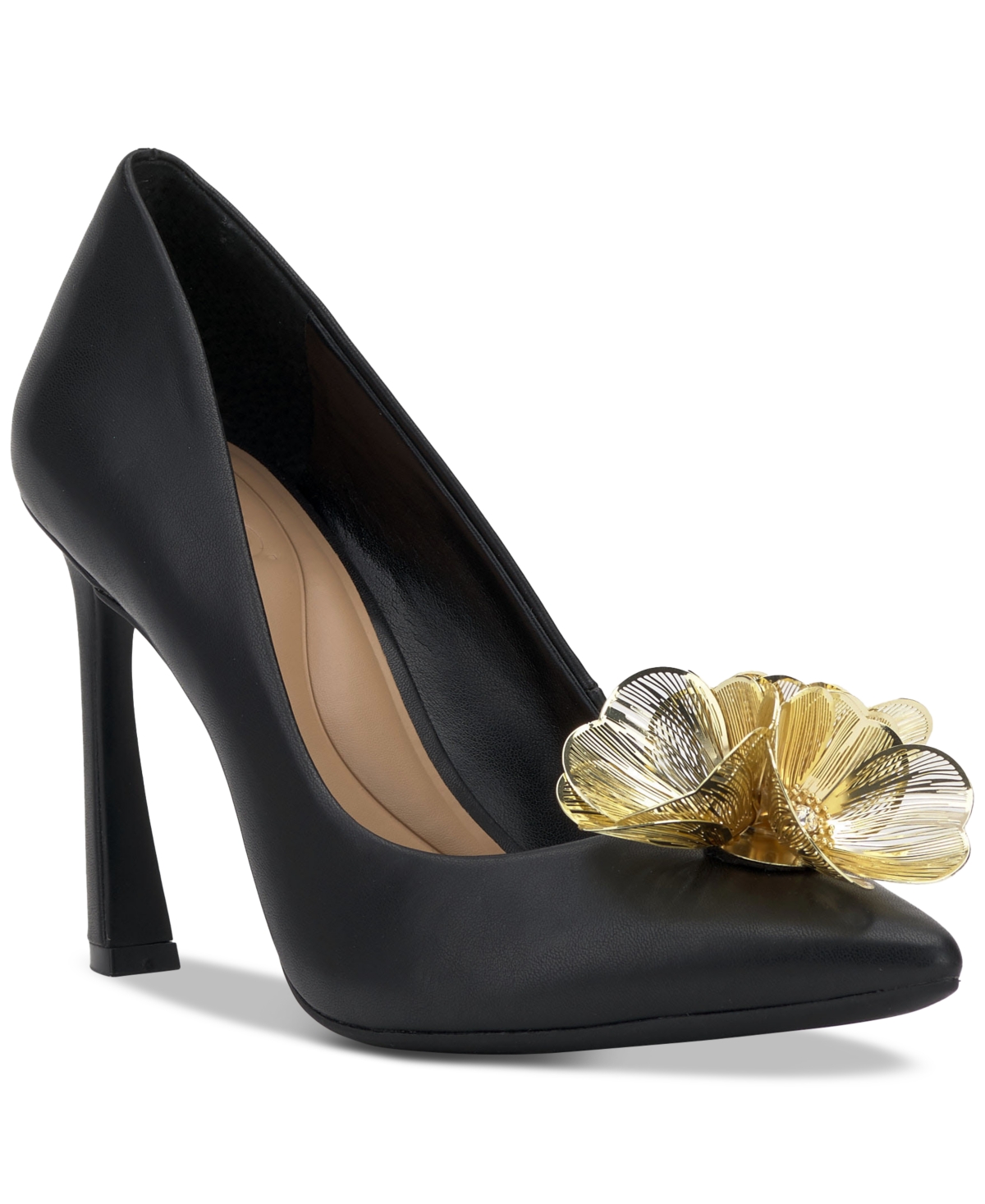 Inc International Concepts Women's Kaleia Flower Pumps, Created For Macy's In Black Smooth
