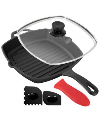 Pre-Seasoned Cast Iron 10.4 Inch Griddle with Tempered Glass Lid