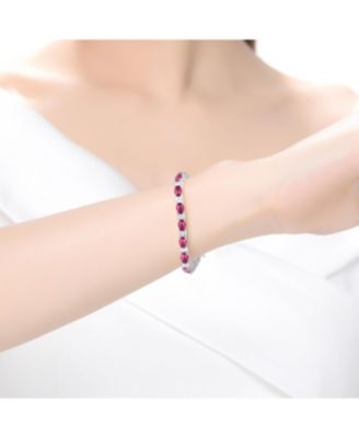 Sterling Silver with Colored Cubic Zirconia Tennis Bracelet in White Gold Plated, 14K Gold Plated, or 18K Rose Gold Plated