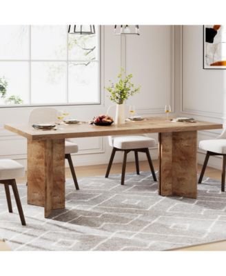 63-inch Dining Table for 4-6, Farmhouse Kitchen Table with Large Tabletop, Rectangular Dinner Eating Table