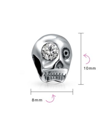 Halloween Skeleton Skull Charm Bead with CZ Eye Sterling Silver European Bracelet