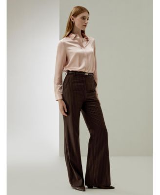 Women's Basic Concealed Placket Silk Shirt