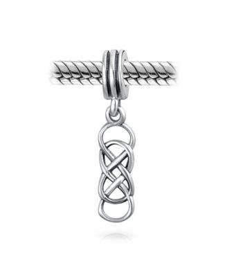 Romantic Celtic Love Knot Infinity Dangle Charm Bead Sterling Silver Bracelet