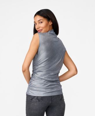 Women's Metallic Jersey Cowl Neck Top