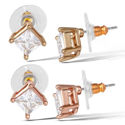 Square-Cut Crystal Stud Earrings Set