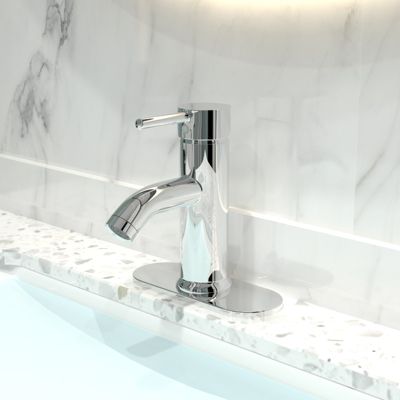 8-inch Single Hole Single-Handle Bathroom Faucet With Pop Up Drain in Polished Chrome