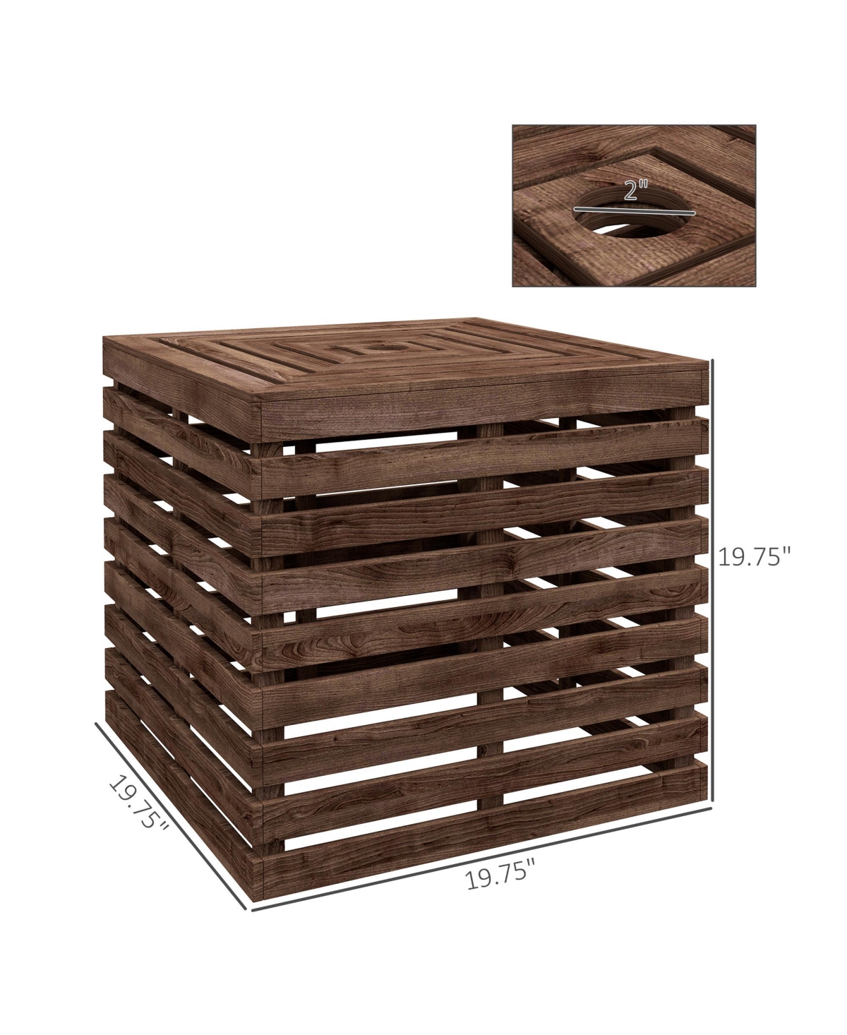 Outdoor Storage Box for Umbrella Base, Wooden Coffee End Table - Brown