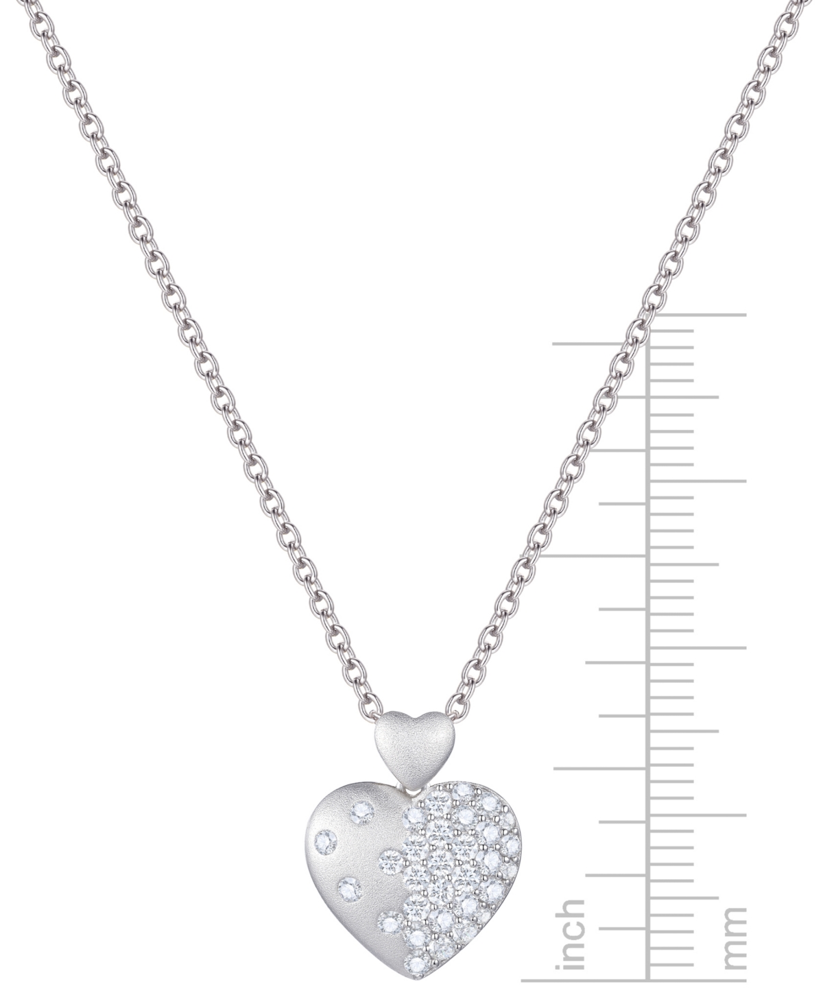 MACY'S DIAMOND SCATTER PAVE CLUSTER DOUBLE HEART 18" PENDANT NECKLACE (1/2 CT. T.W.) IN STERLING SILVER OR  