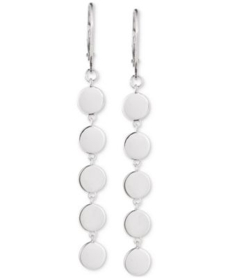 Sterling Silver Disc Linear Earrings