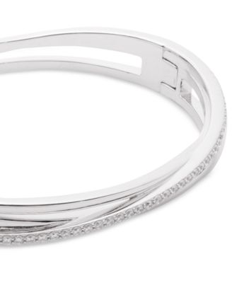 Sterling Silver Cubic Zirconia Pav&eacute; Bangle Bracelet