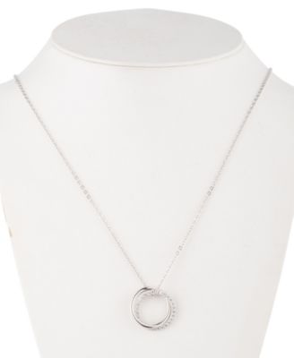 Sterling Silver Cubic Zirconia Pav&eacute; Pendant Necklace, 16" + 3" extender