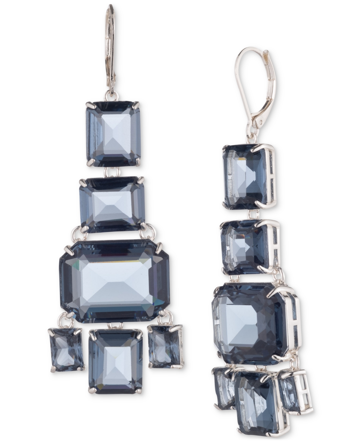 Shop Ralph Lauren Geometric Stone Cluster Chandelier Drop Earrings In Denim