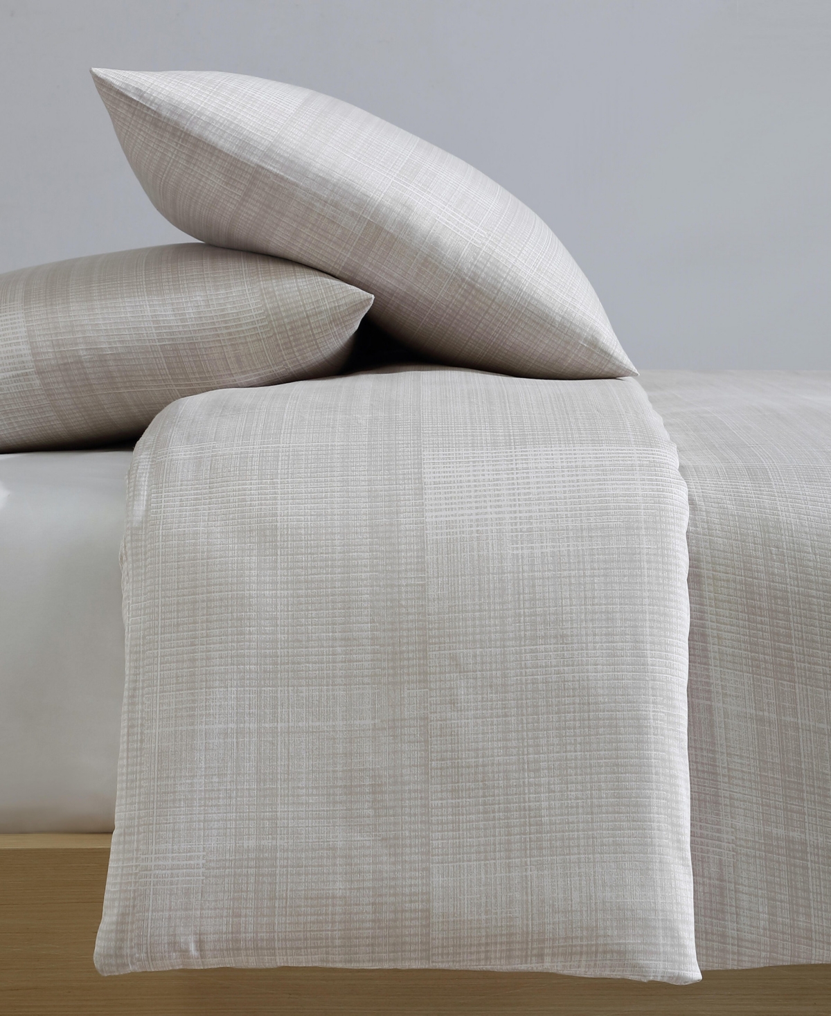 Calvin Klein Textural Rib Cotton Sateen 3-pc. Comforter Set, Queen In Warm Taupe