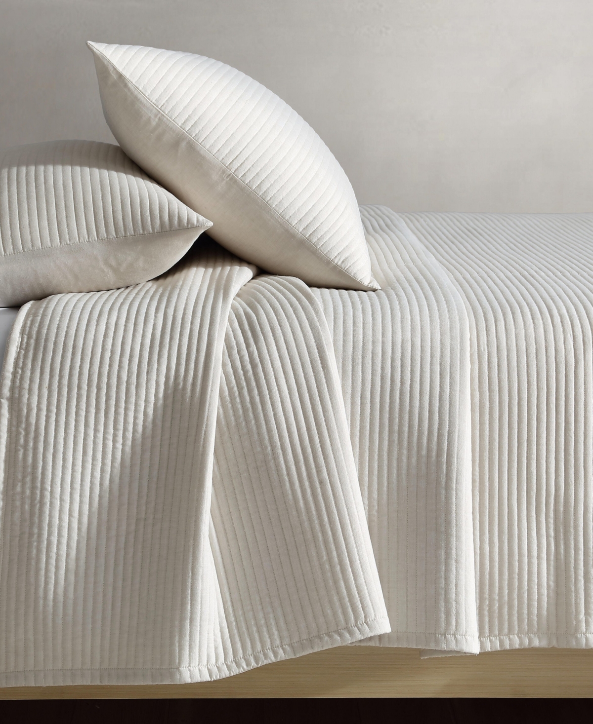 Calvin Klein Mini Channel Stitch Solid 3-pc. Quilt Set, Queen In Light Beige
