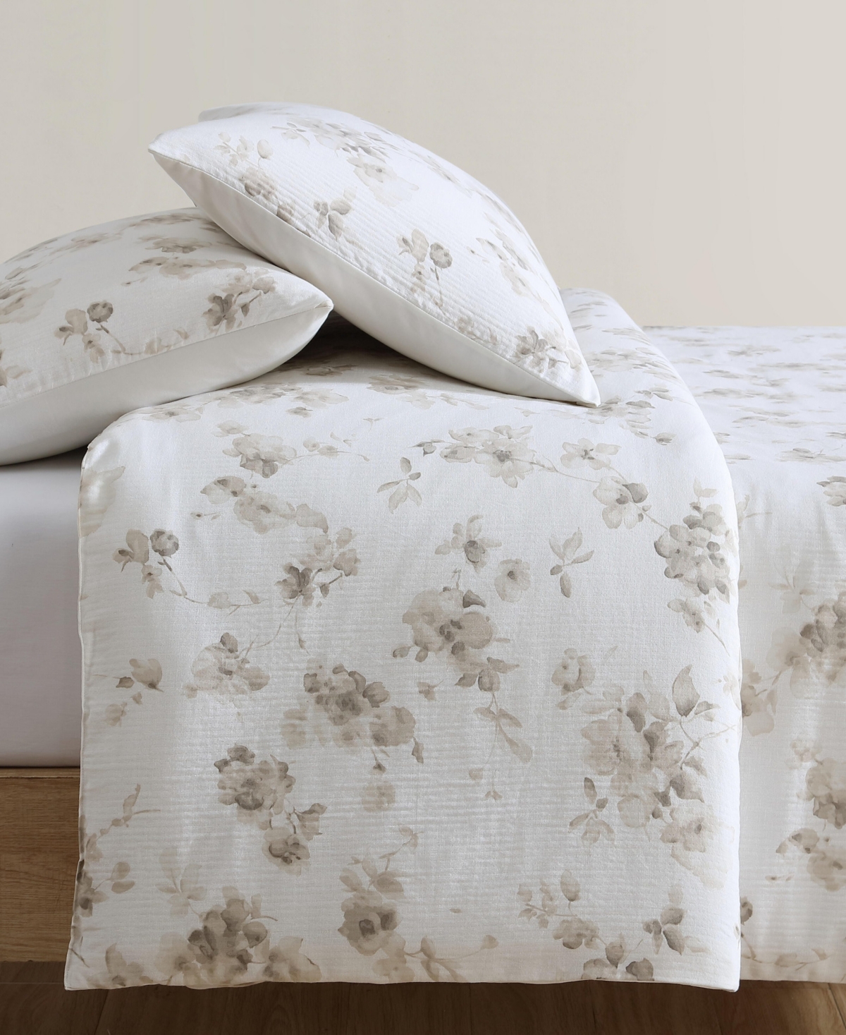 Calvin Klein Spring Branches Cotton Jacquard 3-pc. Comforter Set, Queen In Ivory,beige