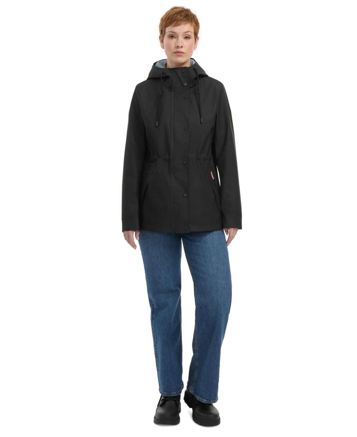 Hunter Short Rubberized Waterproof Rain Jacket In Black