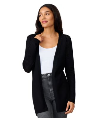 Petite Mesh Open-Front Cardigan