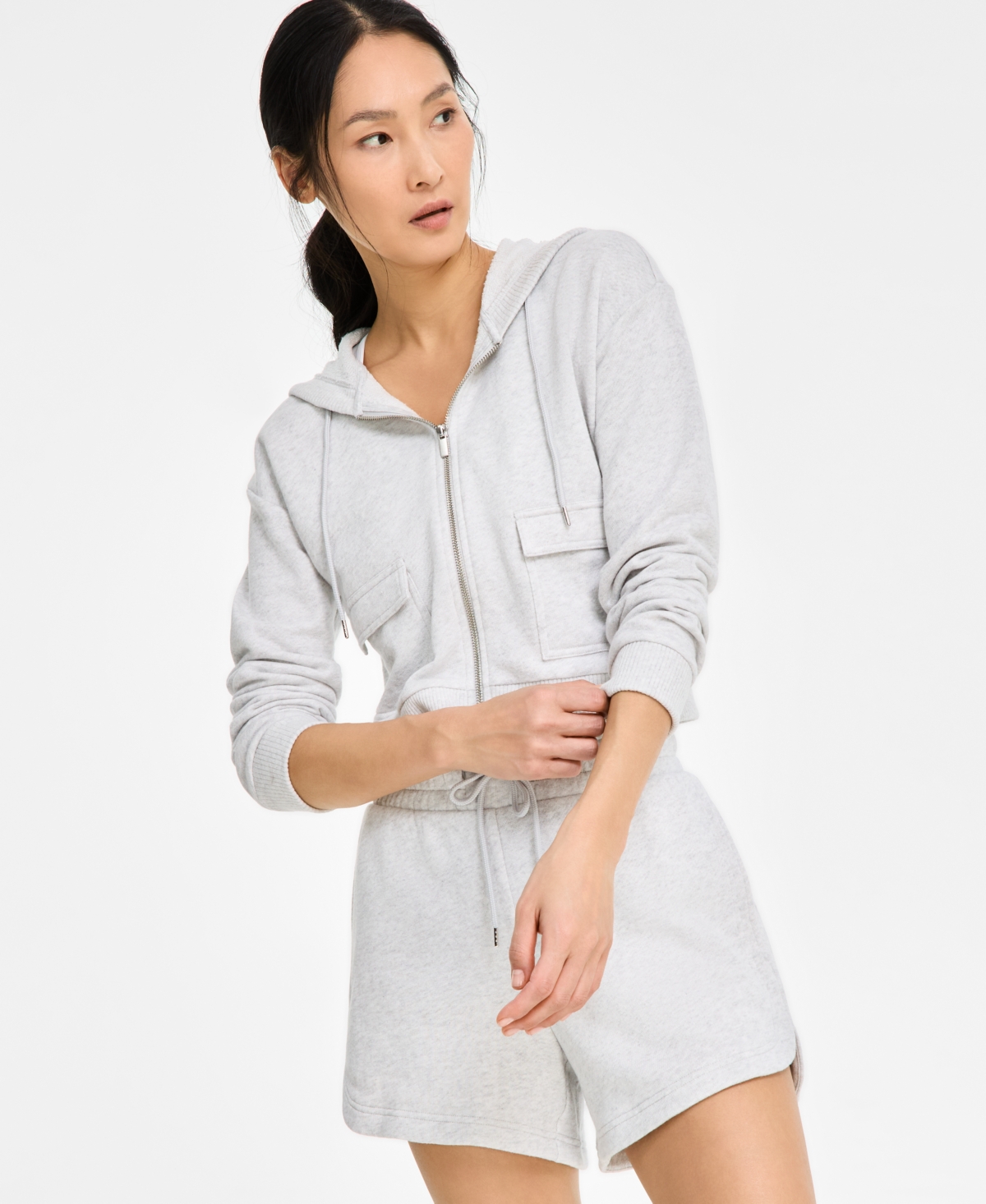 Id Ideology Women's Cropped Zippered Hoodie, Exclusively At Macy's