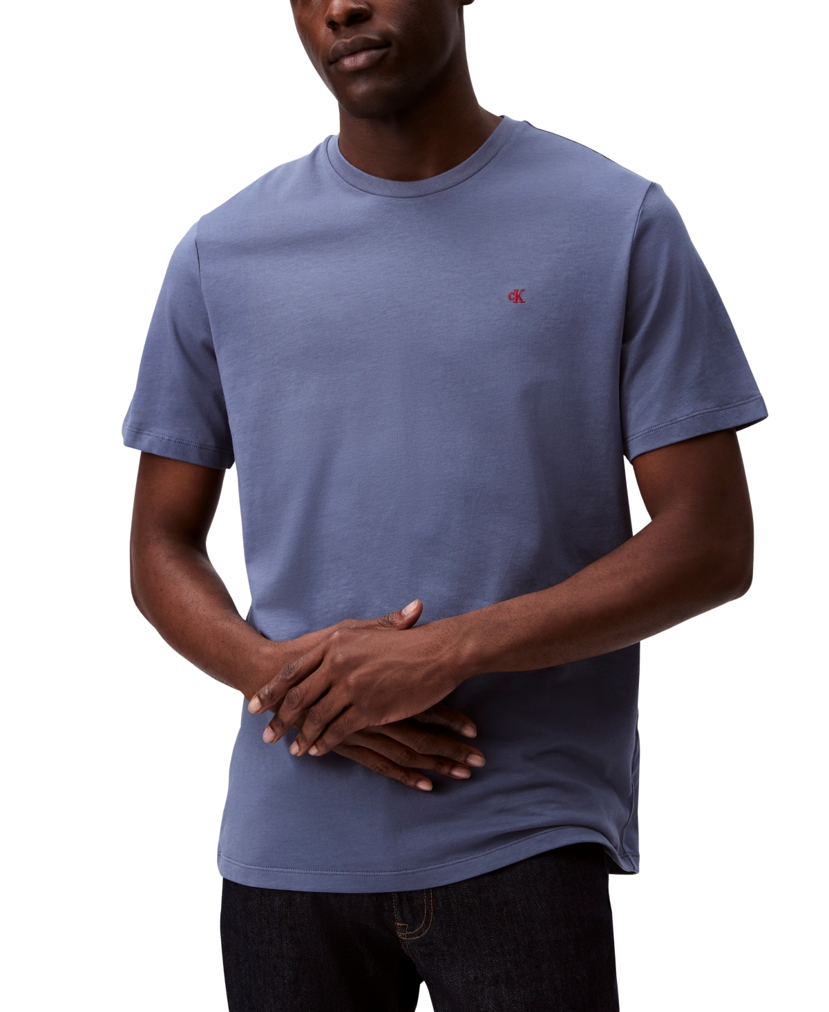 Shop Calvin Klein Men's Smooth Cotton Solid Crewneck T-shirt In Grisaille