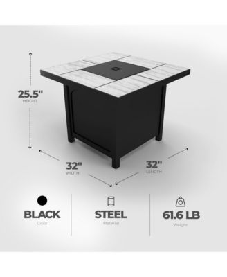 50,000 BTU 32 Inch Square Tile Tabletop Gas Fire Pit